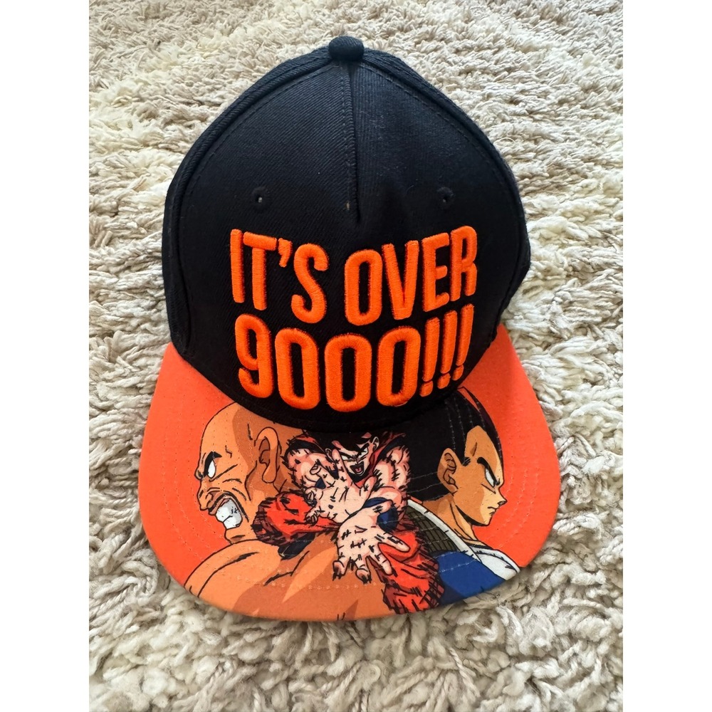 Dragon Ball Z Snapback Hat Its Over 9000 Goku Vegeta Black Orange Anime Cap - Picture 2 of 7